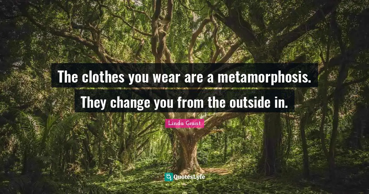 Metamorphosis Quotes: "The clothes you wear are a metamorphosis. They change you from the outside in."