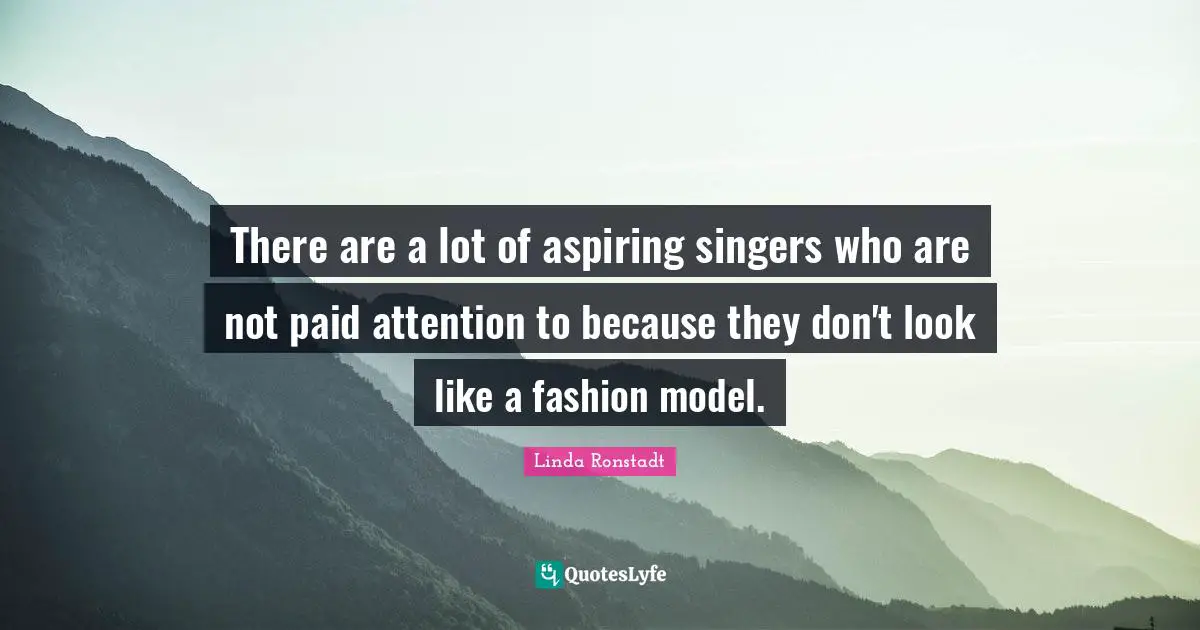 There are a lot of aspiring singers who are not paid attention to because they don't look like a fashion model.