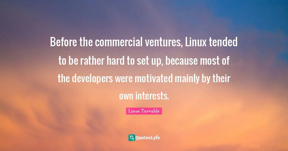 Before the commercial ventures, Linux tended to be rather hard to set up, because most of the developers were motivated mainly by their own interests.