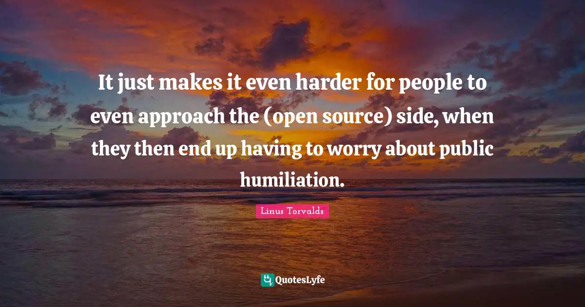 It just makes it even harder for people to even approach the (open source) side, when they then end up having to worry about public humiliation.