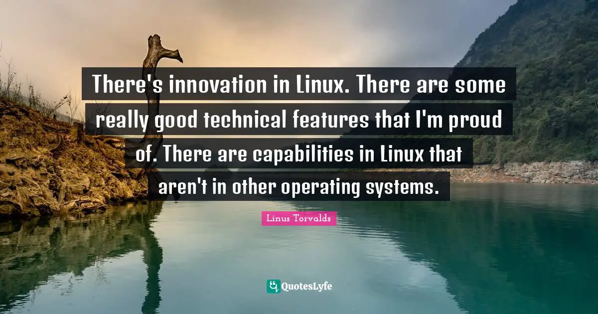 There's innovation in Linux. There are some really good technical features that I'm proud of. There are capabilities in Linux that aren't in other operating systems.