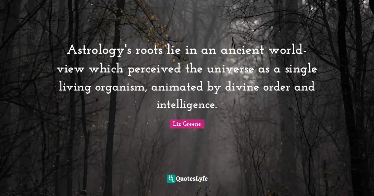 Astrology's roots lie in an ancient world-view which perceived the universe as a single living organism, animated by divine order and intelligence.