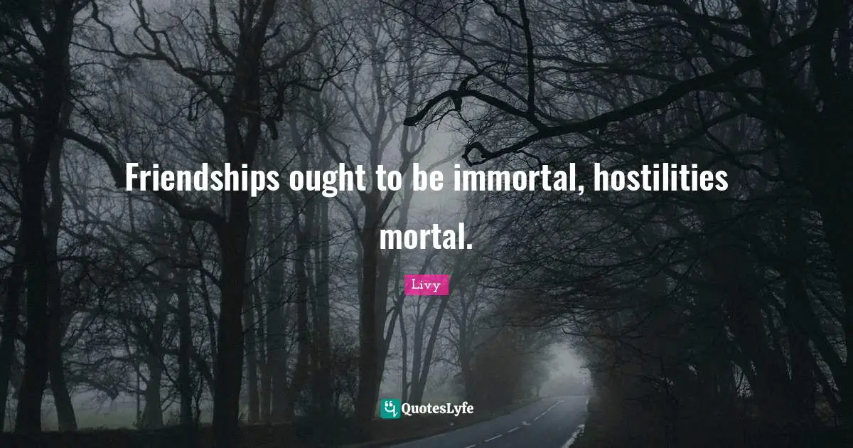 Friendships ought to be immortal, hostilities mortal.