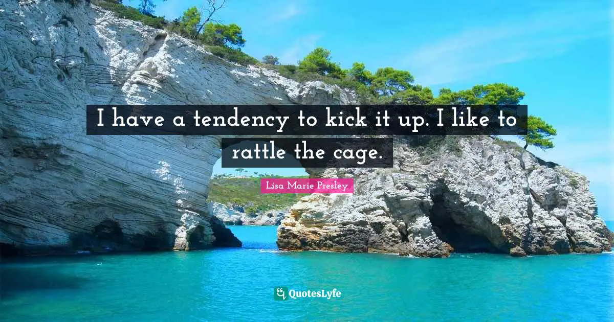 I have a tendency to kick it up. I like to rattle the cage.