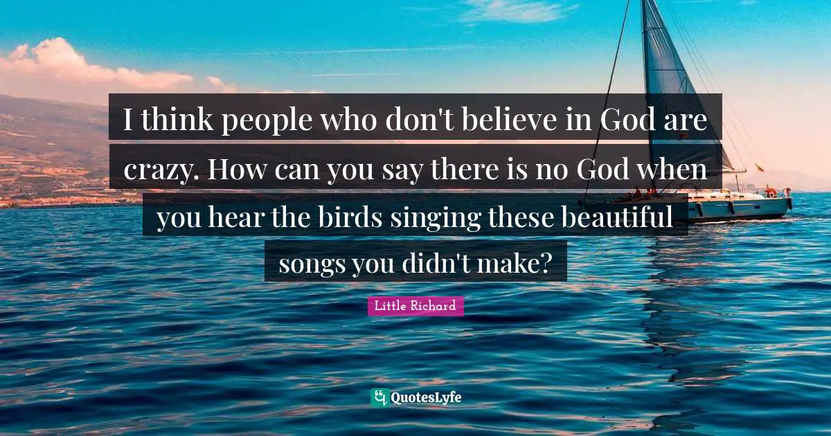 There Is No God Quotes: "I think people who don't believe in God are crazy. How can you say there is no God when you hear the birds singing these beautiful songs you didn't make?"
