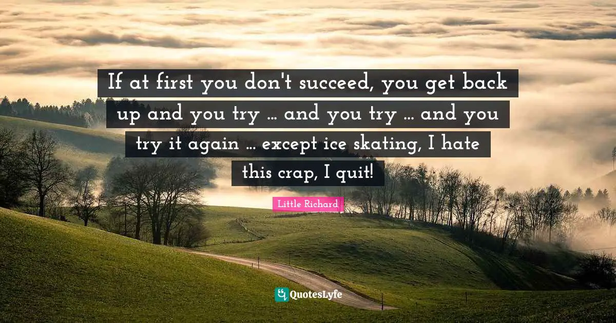 If at first you don't succeed, you get back up and you try ... and you try ... and you try it again ... except ice skating, I hate this crap, I quit!