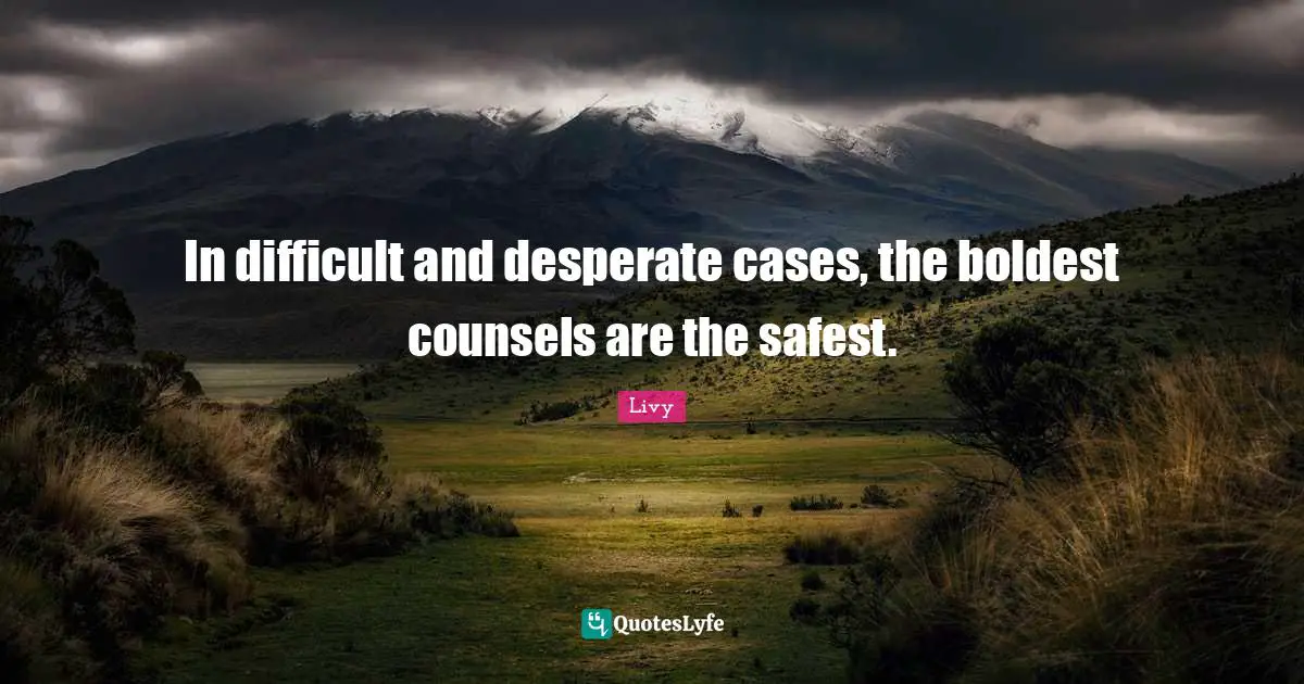 In difficult and desperate cases, the boldest counsels are the safest.