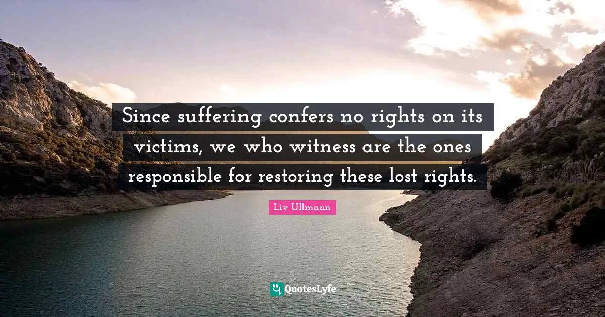 Since suffering confers no rights on its victims, we who witness are the ones responsible for restoring these lost rights.