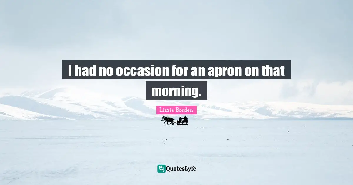 Occasions Quotes: "I had no occasion for an apron on that morning."