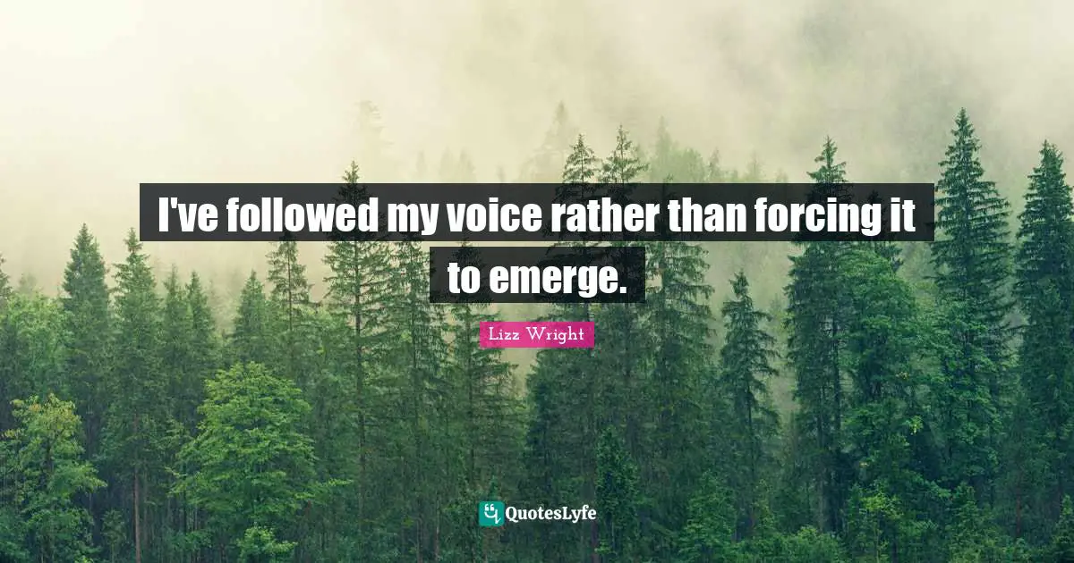 I've followed my voice rather than forcing it to emerge.