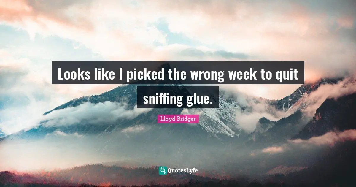 Lloyd Bridges Quotes: "Looks like I picked the wrong week to quit sniffing glue."