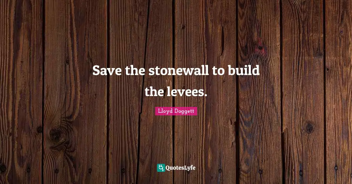 Save the stonewall to build the levees.
