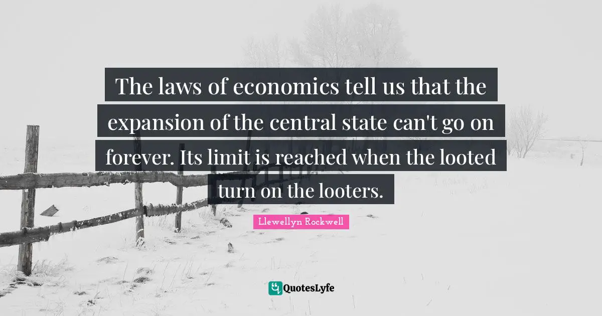 The laws of economics tell us that the expansion of the central state can't go on forever. Its limit is reached when the looted turn on the looters.