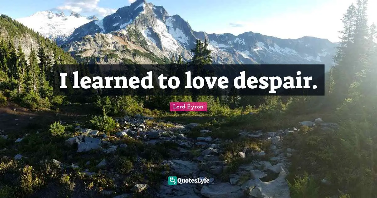 I learned to love despair.