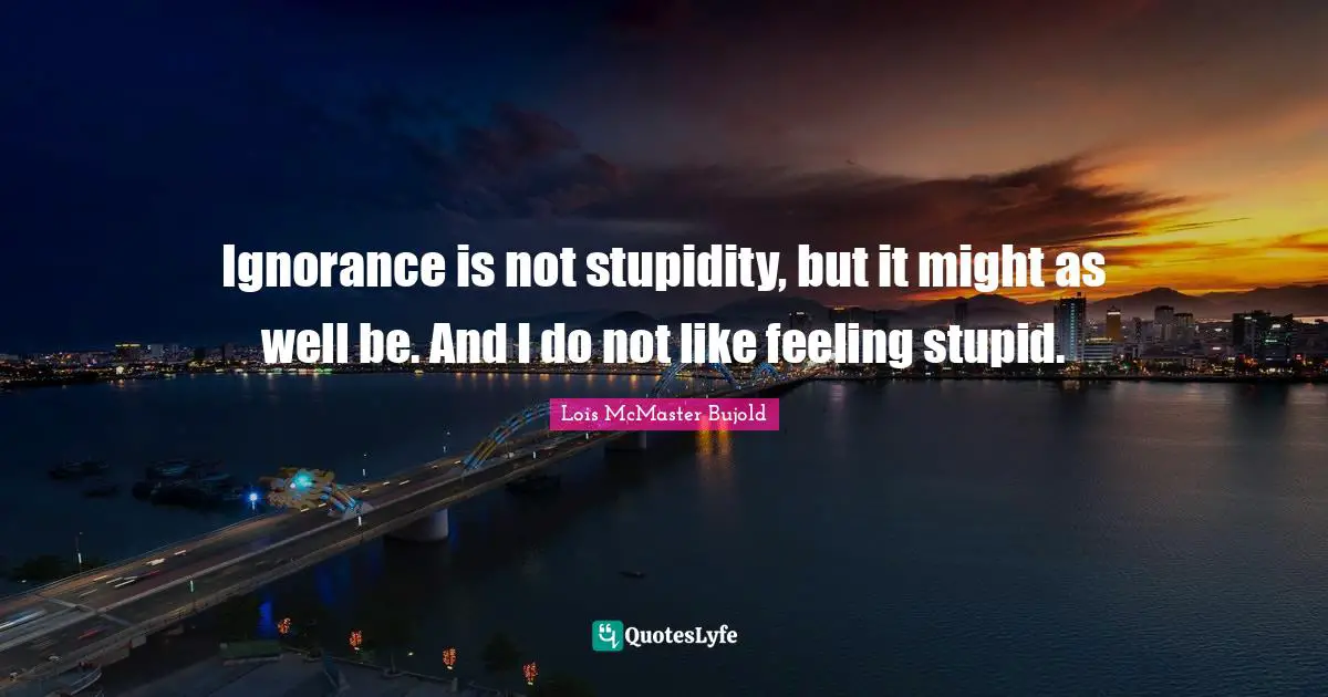 Ignorance is not stupidity, but it might as well be. And I do not like feeling stupid.