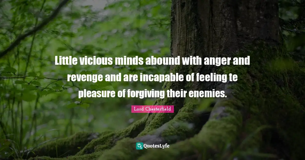 Vicious Quotes: "Little vicious minds abound with anger and revenge and are incapable of feeling te pleasure of forgiving their enemies."