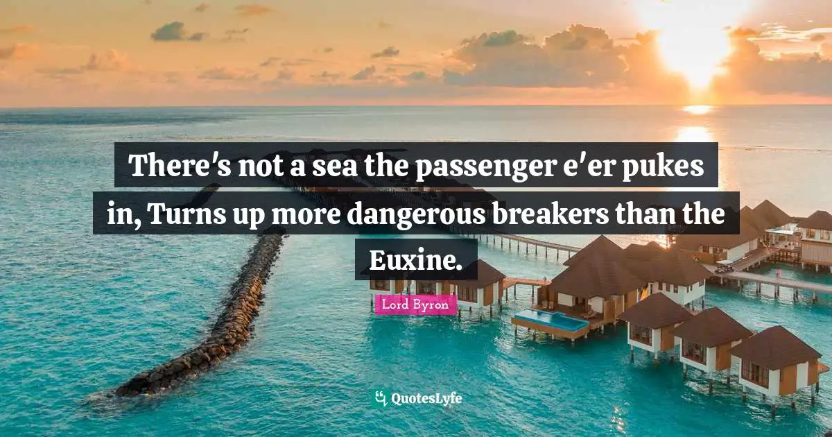 There's not a sea the passenger e'er pukes in, Turns up more dangerous breakers than the Euxine.