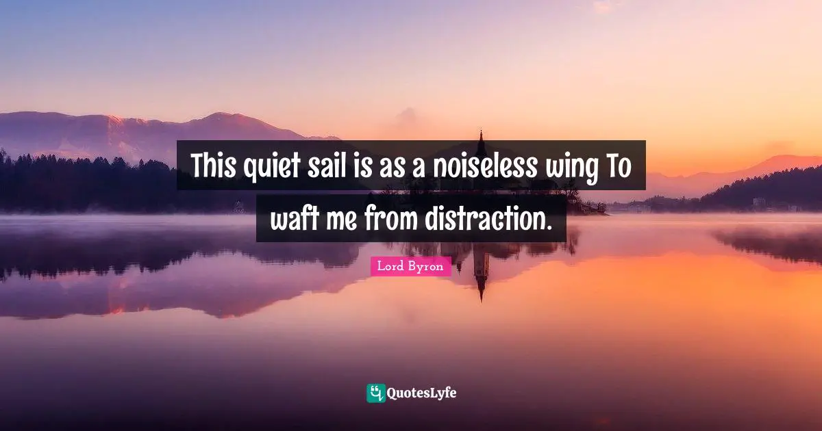 This quiet sail is as a noiseless wing To waft me from distraction.