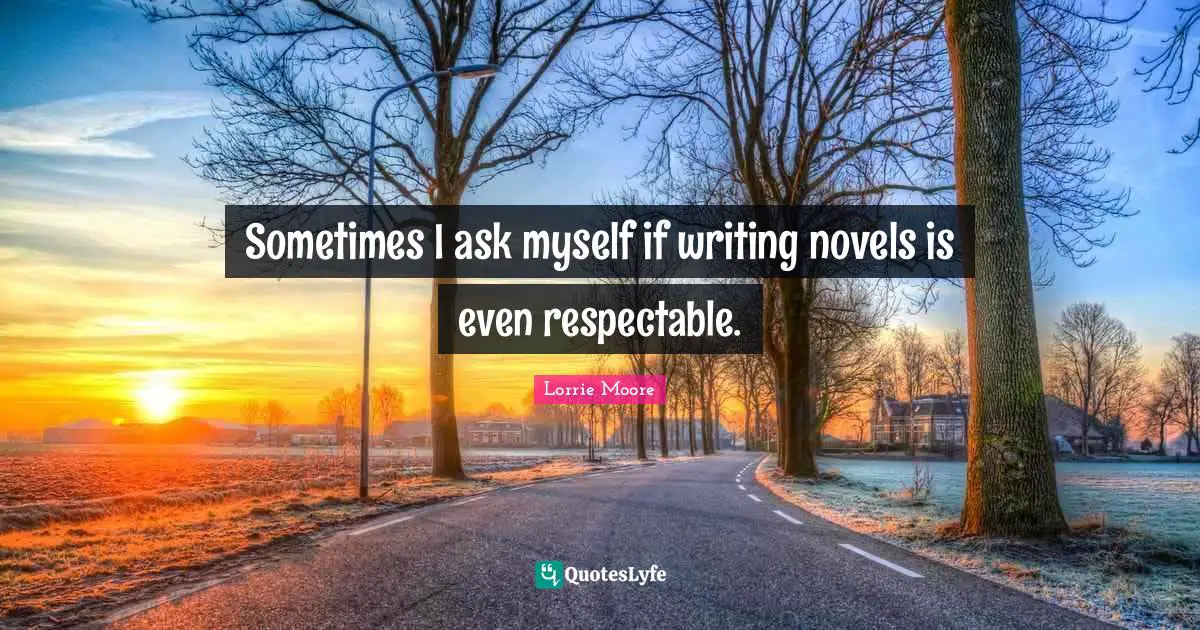 Sometimes I ask myself if writing novels is even respectable.