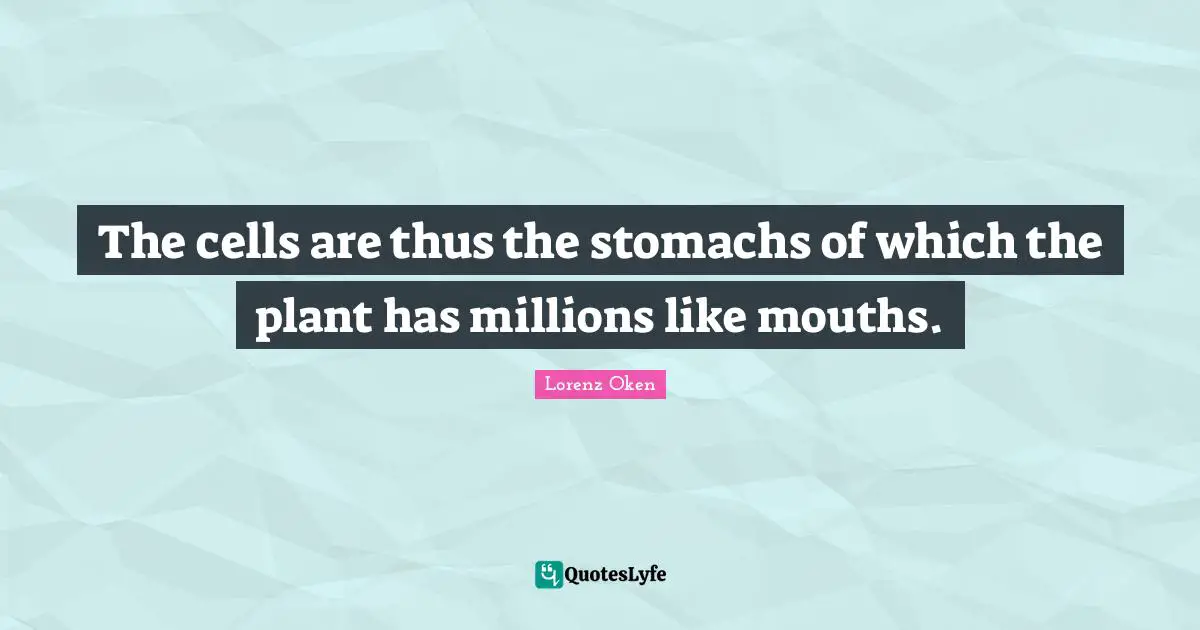 The cells are thus the stomachs of which the plant has millions like mouths.