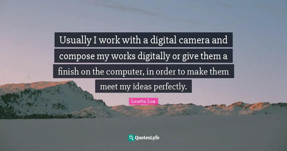 Usually I work with a digital camera and compose my works digitally or give them a finish on the computer, in order to make them meet my ideas perfectly.