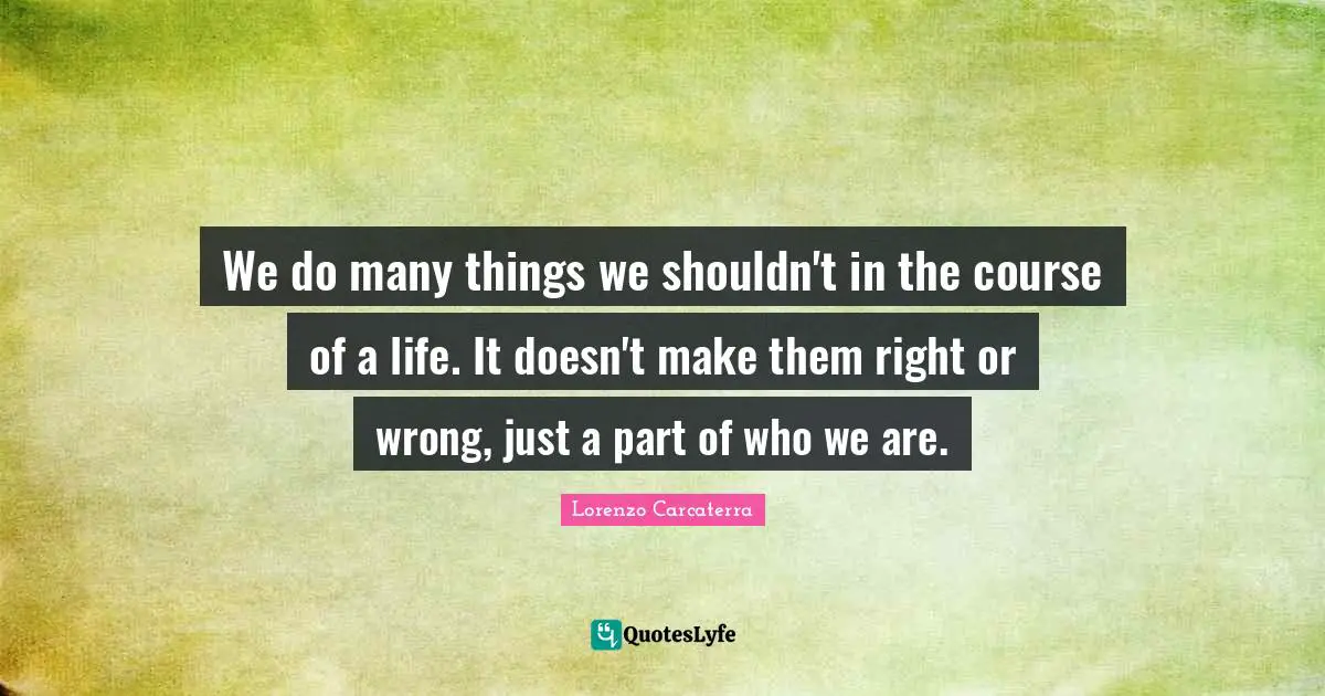 We do many things we shouldn't in the course of a life. It doesn't make them right or wrong, just a part of who we are.