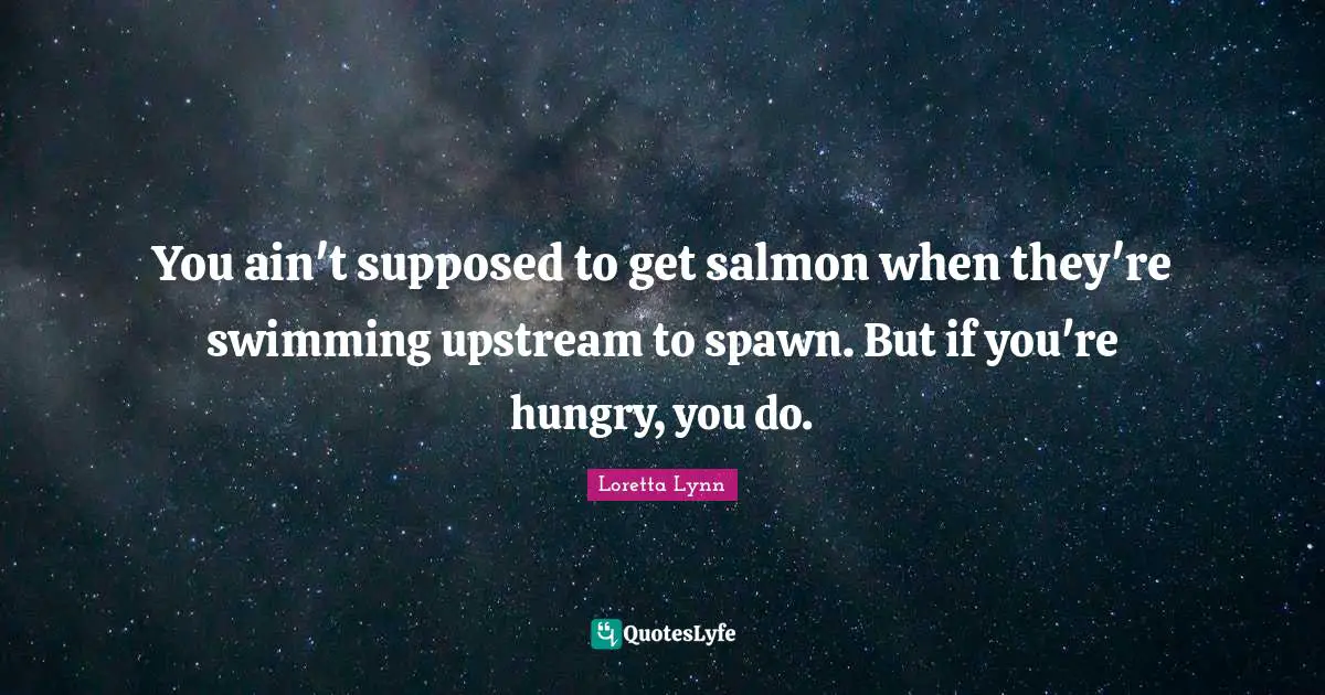 You ain't supposed to get salmon when they're swimming upstream to spawn. But if you're hungry, you do.