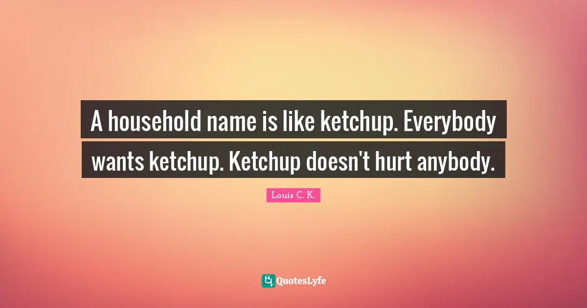 Louis C.K. Quotes: "A household name is like ketchup. Everybody wants ketchup. Ketchup doesn't hurt anybody."