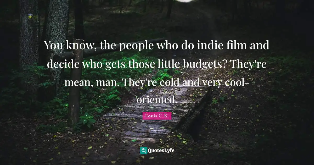 You know, the people who do indie film and decide who gets those little budgets? They're mean, man. They're cold and very cool-oriented.