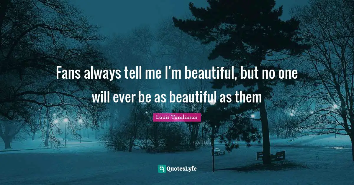 Louis Tomlinson Quotes: Fans always tell me I'm beautiful, but no one will ever be as beautiful as them