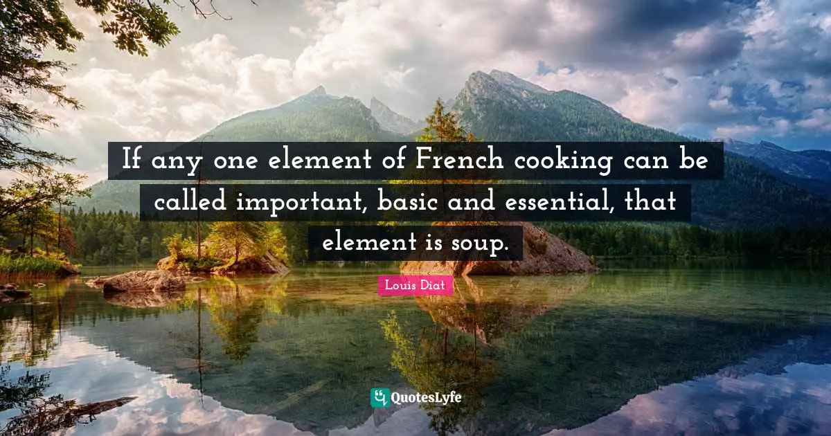 If any one element of French cooking can be called important, basic and essential, that element is soup.
