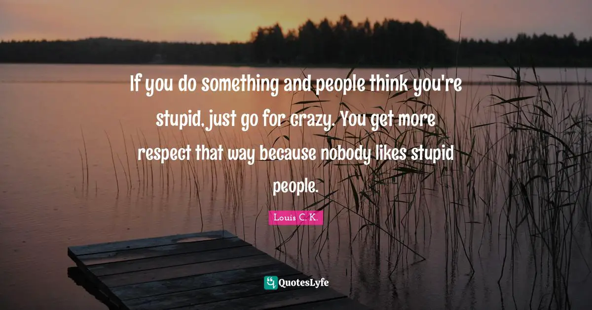 Louis C.K. Quotes: "If you do something and people think you're stupid, just go for crazy. You get more respect that way because nobody likes stupid people."