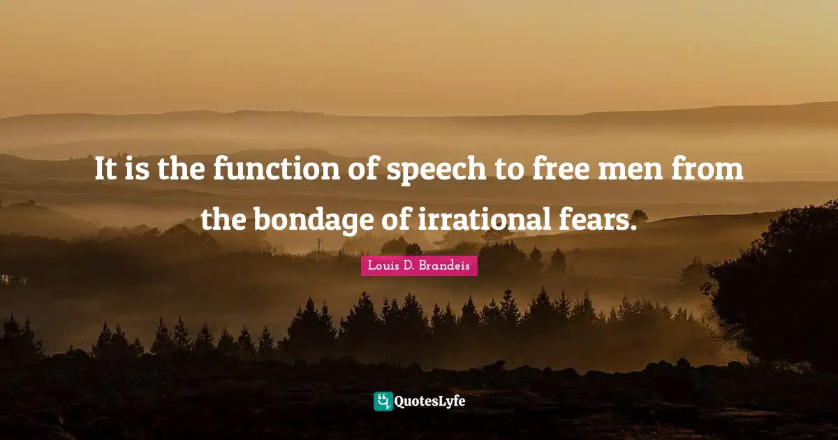 Speech Quotes: "It is the function of speech to free men from the bondage of irrational fears."