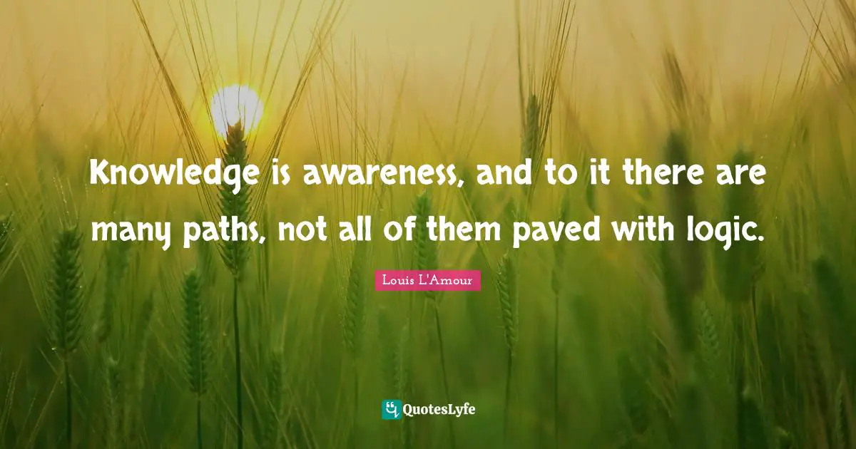Paths Quotes: "Knowledge is awareness, and to it there are many paths, not all of them paved with logic."