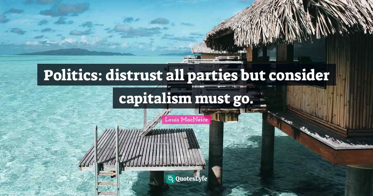 Politics: distrust all parties but consider capitalism must go.