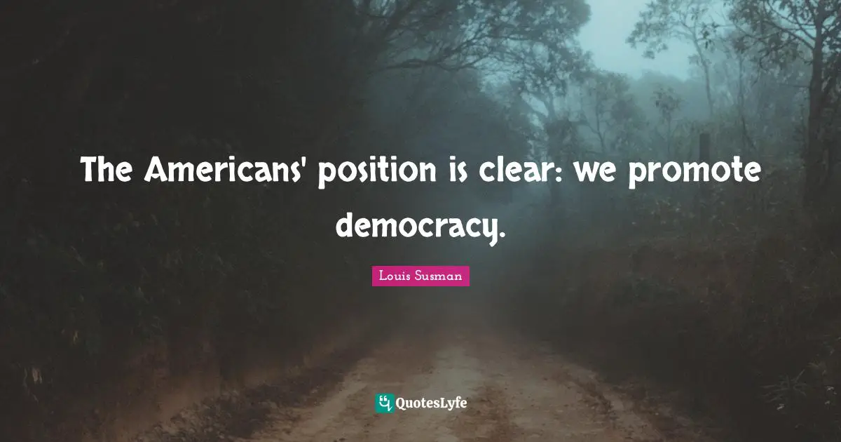 The Americans' position is clear: we promote democracy.