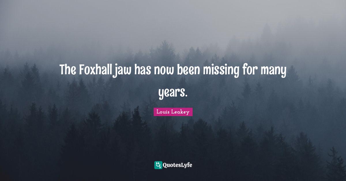 The Foxhall jaw has now been missing for many years.
