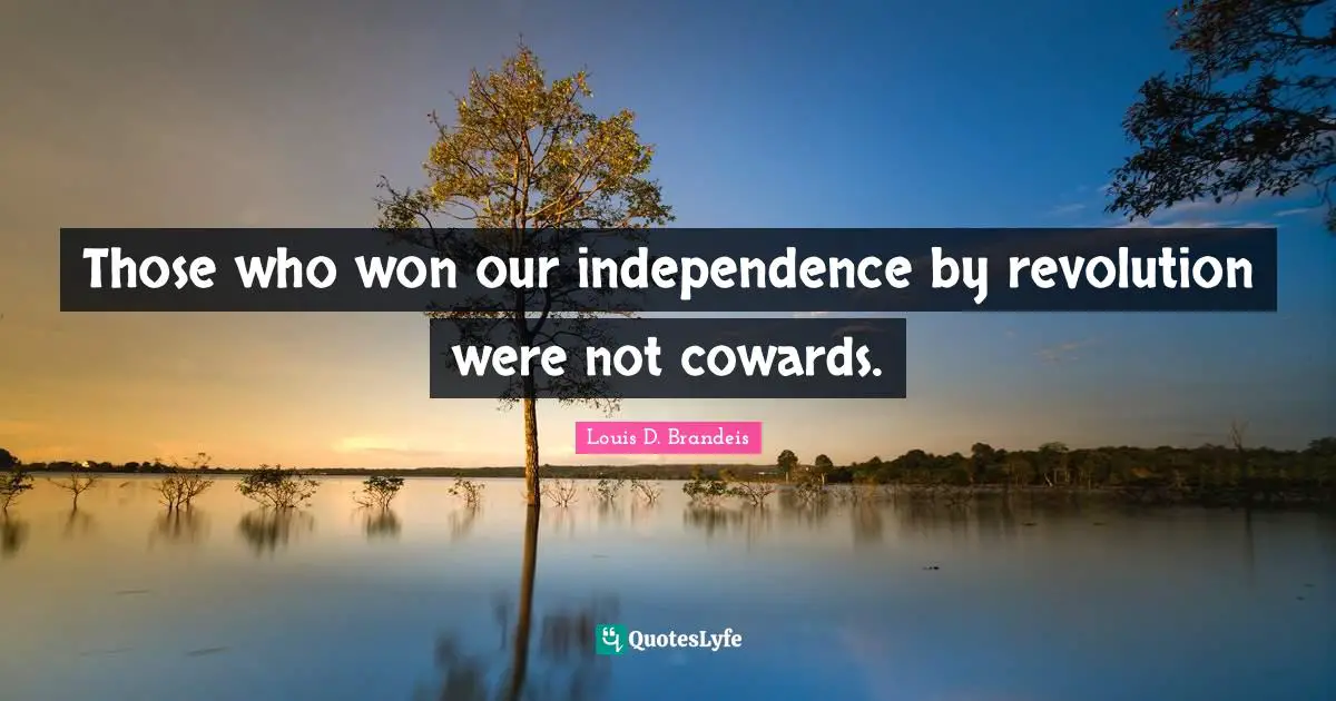 Those who won our independence by revolution were not cowards.