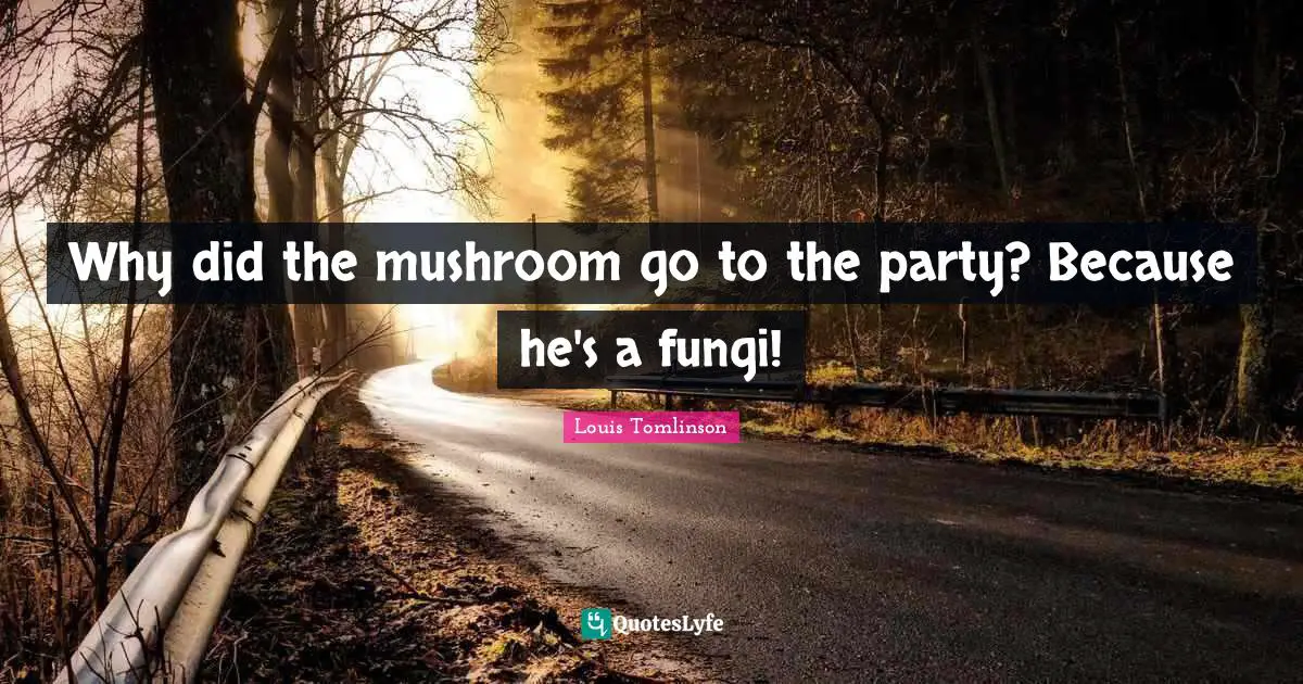 Party Quotes: "Why did the mushroom go to the party? Because he's a fungi!"