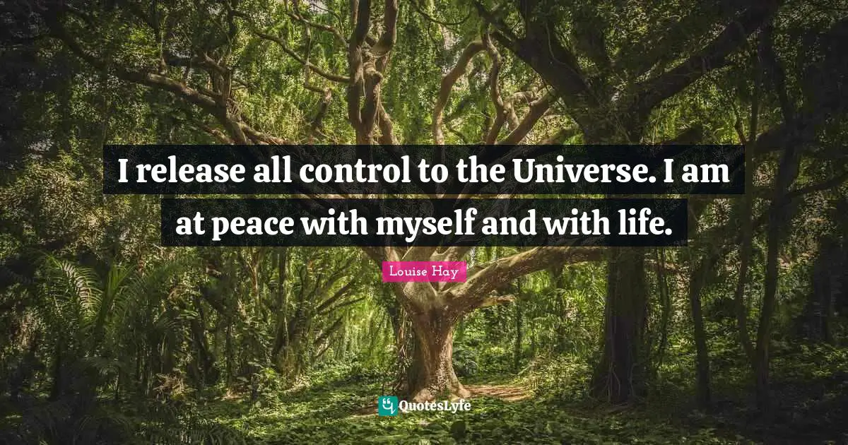 I release all control to the Universe. I am at peace with myself and with life.