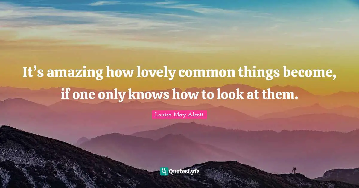 It’s amazing how lovely common things become, if one only knows how to look at them.