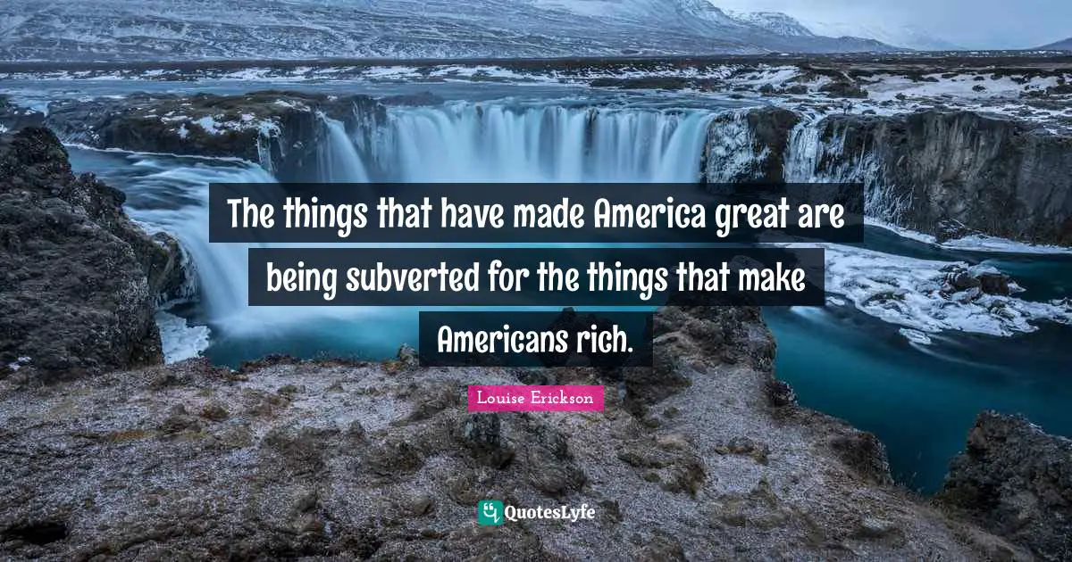 The things that have made America great are being subverted for the things that make Americans rich.