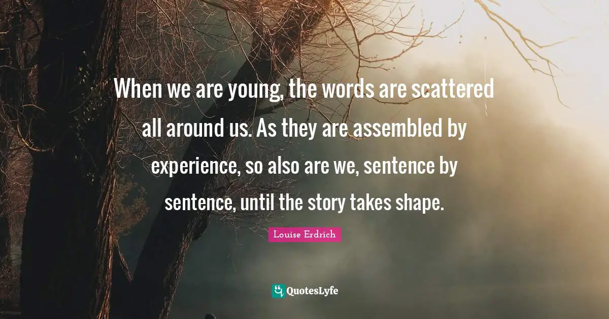 When we are young, the words are scattered all around us. As they are assembled by experience, so also are we, sentence by sentence, until the story takes shape.