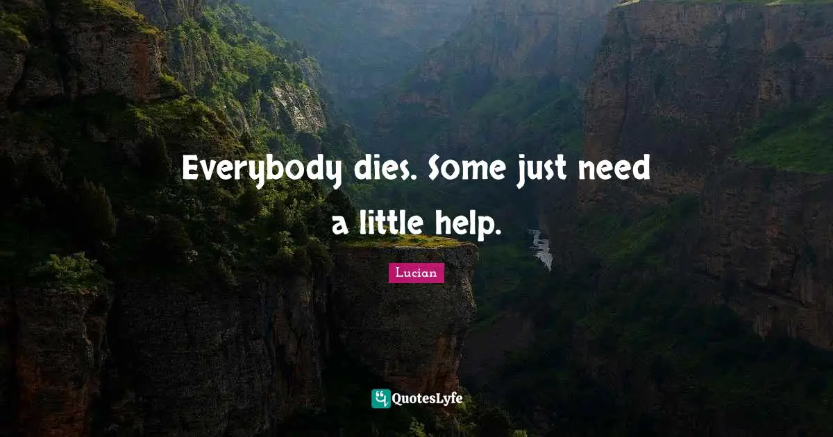 Everybody dies. Some just need a little help.