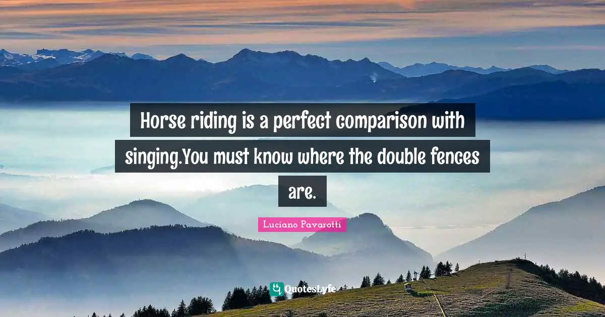 Horse riding is a perfect comparison with singing.You must know where the double fences are.