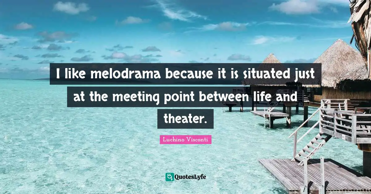 Meetings Quotes: "I like melodrama because it is situated just at the meeting point between life and theater."