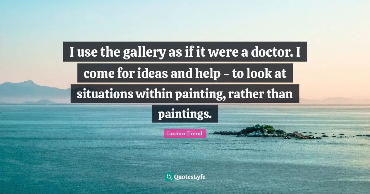 I use the gallery as if it were a doctor. I come for ideas and help - to look at situations within painting, rather than paintings.