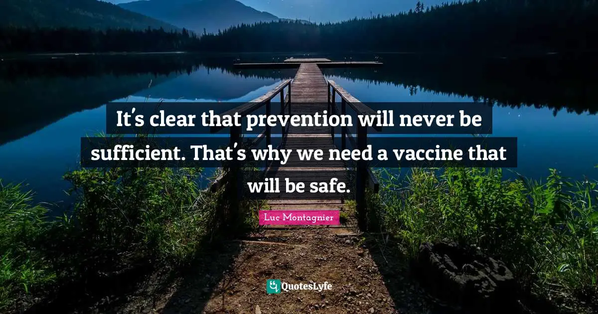 It's clear that prevention will never be sufficient. That's why we need a vaccine that will be safe.