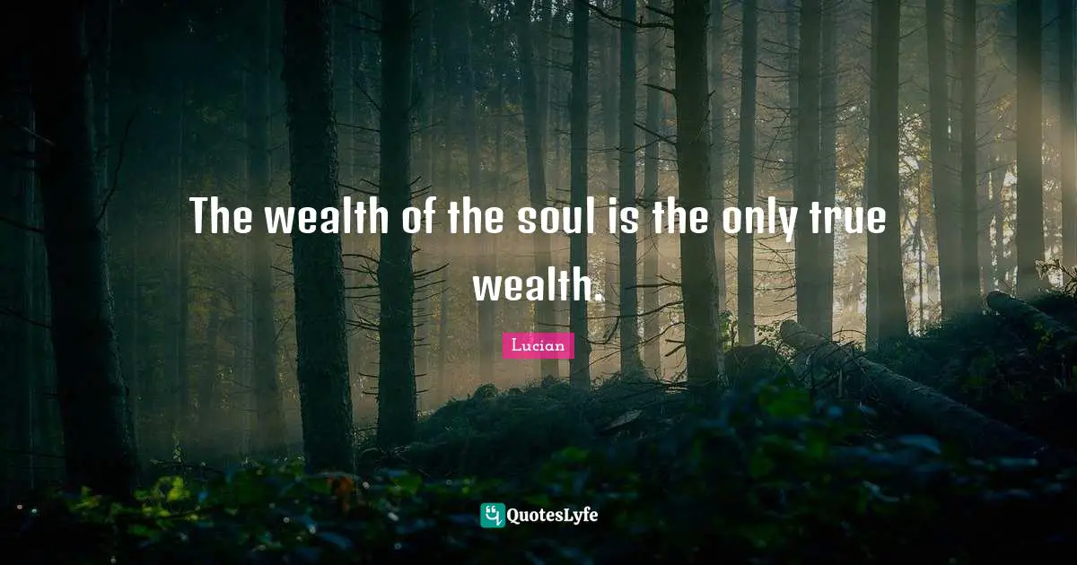 The wealth of the soul is the only true wealth.