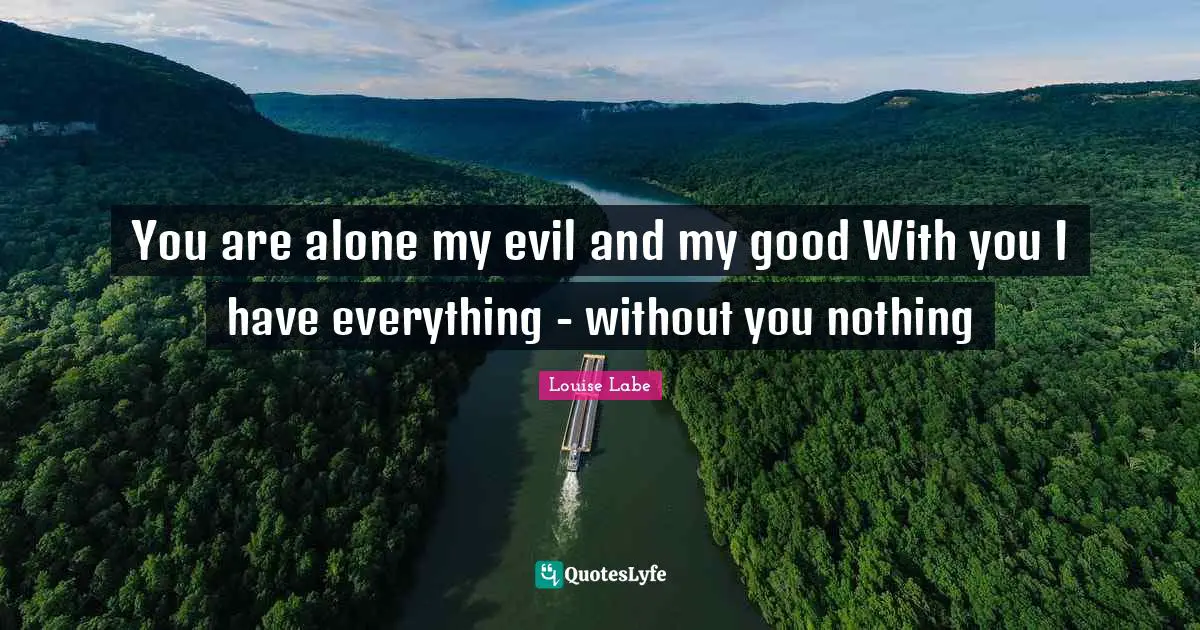 You are alone my evil and my good With you I have everything - without you nothing